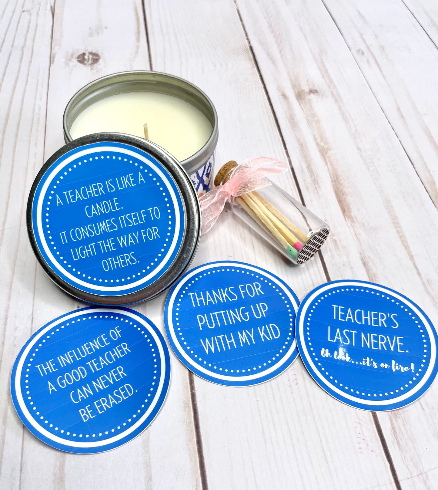 Teacher Candle with Colorful Matchsticks Bundle