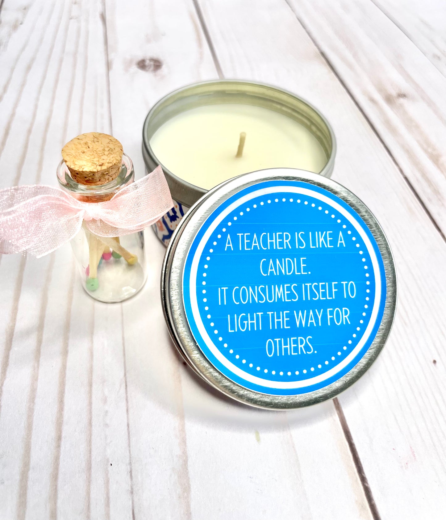 Teacher Candle with Colorful Matchsticks Bundle